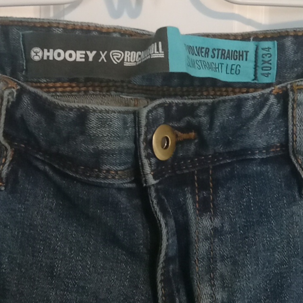 Hooey Men's Straight Jeans in Dark Blue Denim - Picture 3 of 5